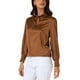 thumbnail image 4 of INSPIRAR CHIC Blusas de Seda para Mujeres con Mangas Largas Abullonadas Cuello Mock Elegante Casual de Negocios Camisas S Marrón Oscuro, 4 of 6