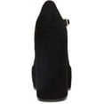 thumbnail image 3 of Steve Madden Elyssa Black Block Heel Retro Mary Jane Velvet Platform Pumps (Black, 6), 3 of 4