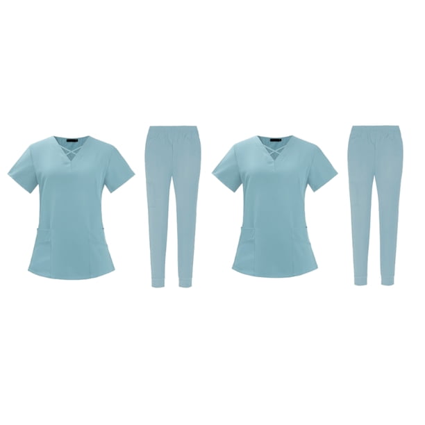 Enfermería Scrub Set Top Pantalones Transpirable Trabajo Uniforme para Enfermera Yoga Jogger