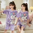 thumbnail image 2 of Ropa de dormir Kawaii Sanrioed para niños, lindo Anime Cinnamoroll Kuromi Mymelody, pijama de algodón de manga corta, traje de casa para mujer, verano, nuevo, 2 of 4