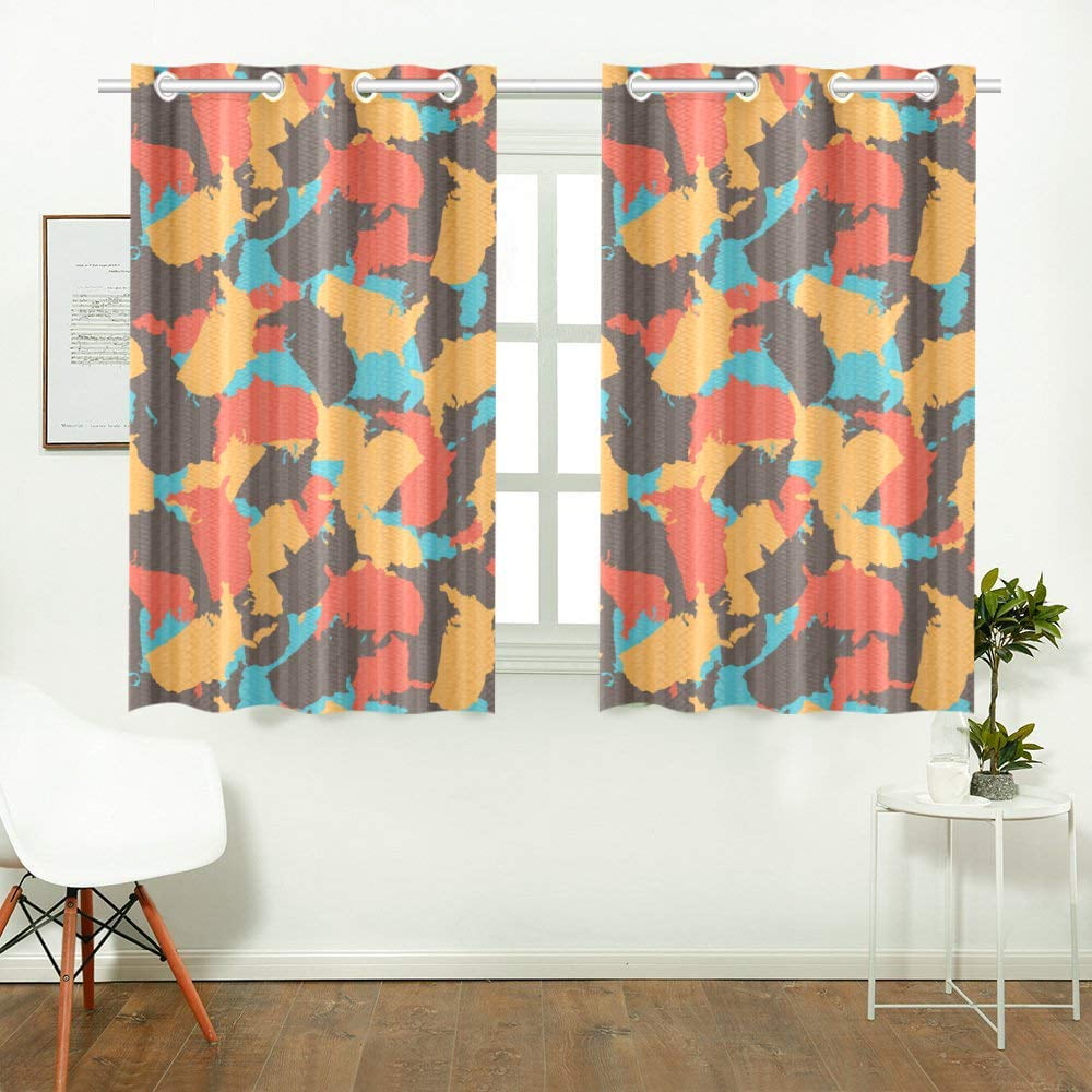 YUSDECOR Cool USA Shape Camo Window Curtains Kitchen ... on {keyword}