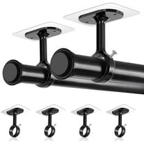 No Drill Double Curtain Rod Brackets, Adhesive Ceiling Holders 4 Pack, Window Rod Support 0.8 to 1.25 Inches for Apartment, Kitchen, Balcony$$Home Decor, Kitchen, & Other