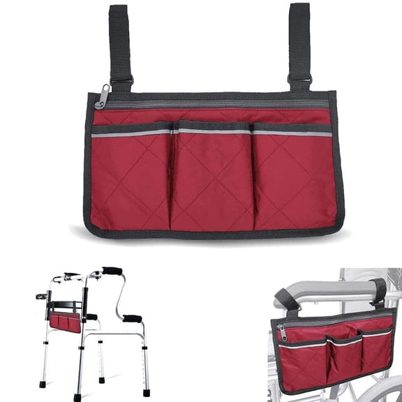 Multifunctional, Wheelchair Storage Pouches, Wheelchair Side Bag, Light Line Design, for Men, Women, Handicap, Elderly for Home/Outdoor