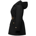 thumbnail image 4 of Chrisuno Plus Size Trench Coat for Women Coats with Hood Waterproof Hooded Belted Double Breasted Black 5X, 4 of 4