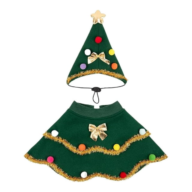 Sombrero de disfraz de perro de Navidad con capa, ropa de cachorro, atuendo de gato de Halloween para M