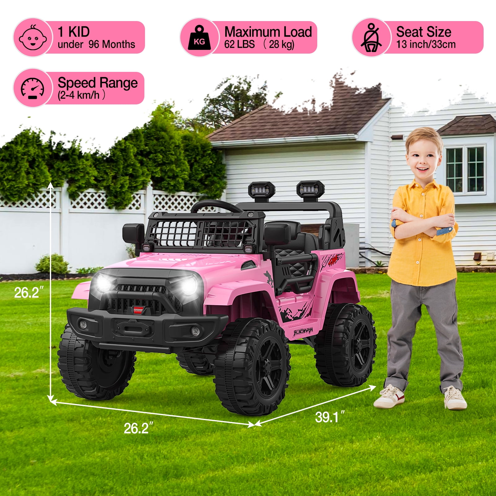 CazToi 12V Kids Ride On Truck Toddlers Battery Powered Electric Vehicle with Remote Control Ride On Toy Car for Boys Girls 3-8