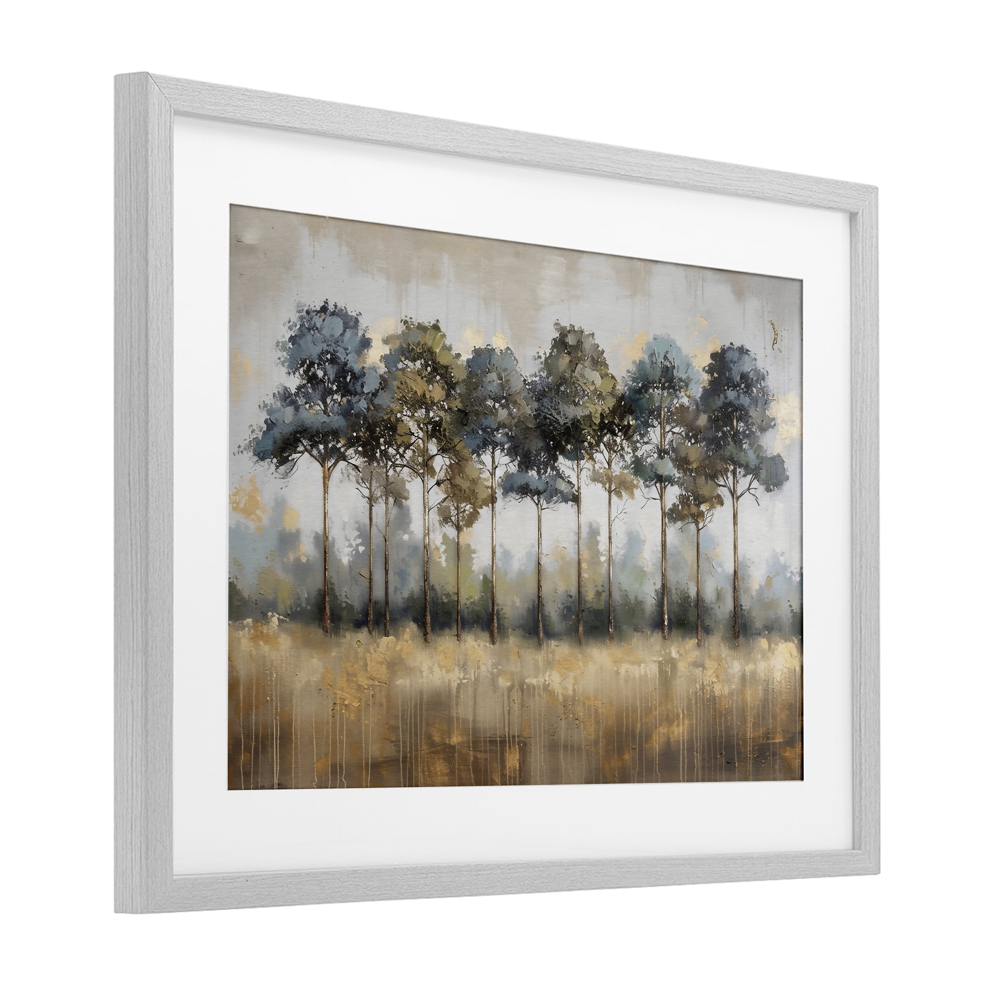 Stupell Industries Green & Blue Forest Grove Gray Framed Print Under Glass, design by Creative Studio