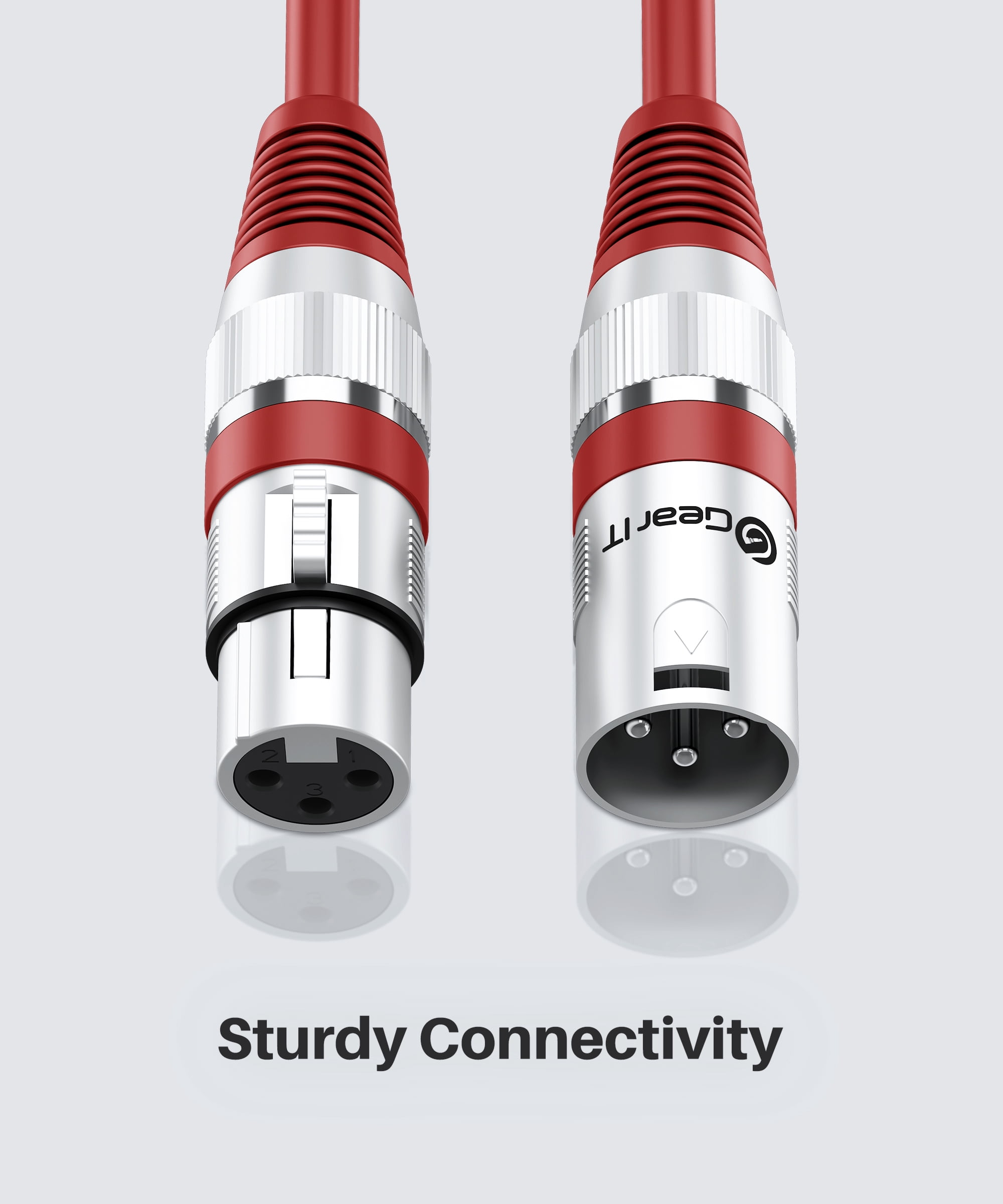 GearIT XLR to XLR Microphone Cable (100 Feet, 1 Pack) XLR Male to Female Mic Cable 3-Pin Balanced Shielded XLR Cable for Mic Mixer, Recording Studio, Podcast - Red, 100Ft, 1 Pack