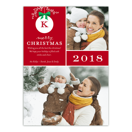 - Monogram Ornament - 5x7 Personalized Christmas Card