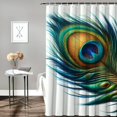 thumbnail image 2 of GOSMITH Peacock Feather Shower Curtain for Bathroom Decoration White, 2 of 7