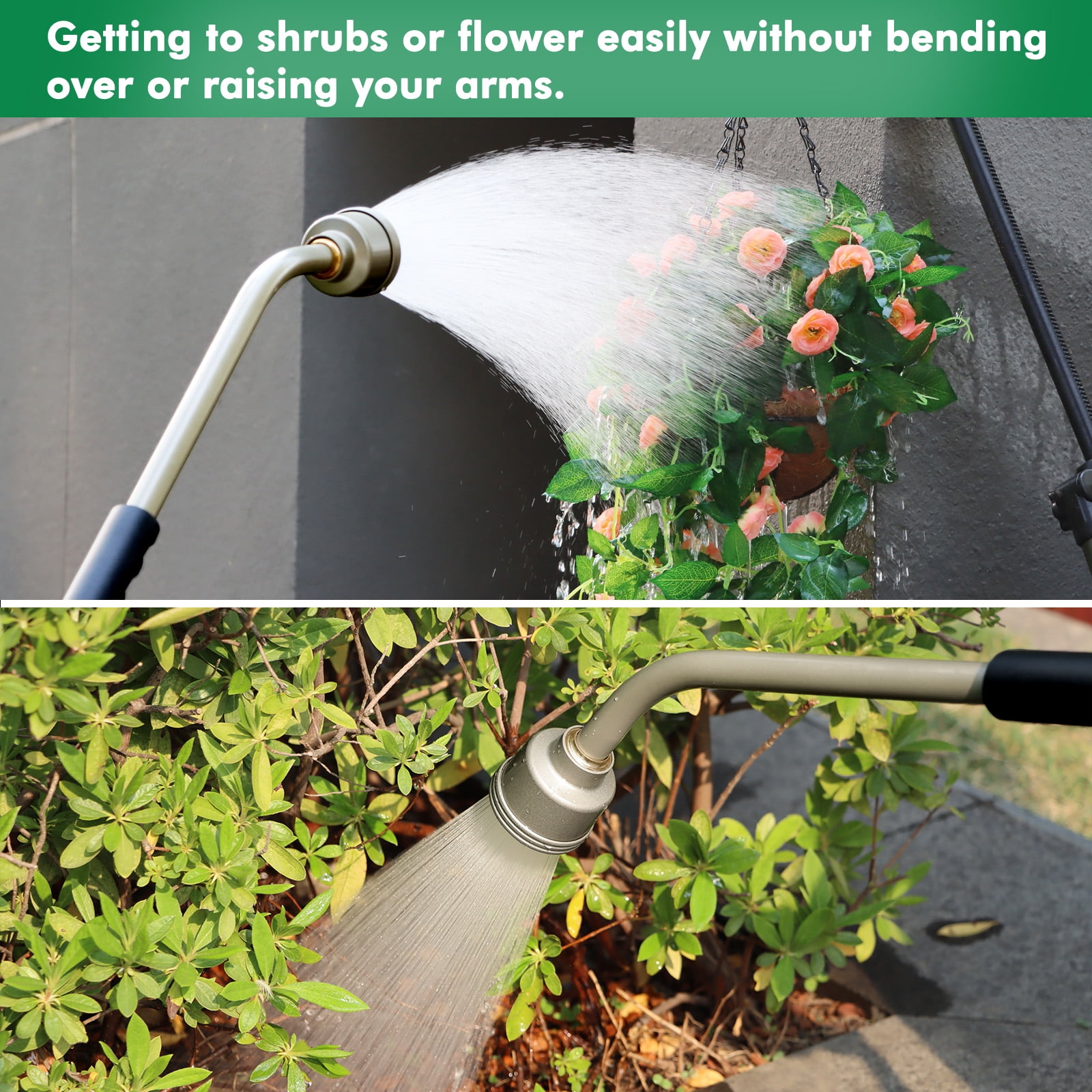Restmo Watering Wand Heavy Duty, 24-Inch Long Hose Nozzle Sprayer with Stainless Head, Thumb Flow Control | On/Off Valve, Metal Hose Wand