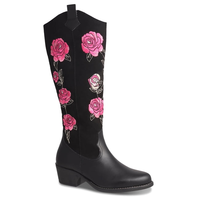 Bota Vaquera Larga para Mujer Dominiq Mod. 1151 Bordado de Rosas
