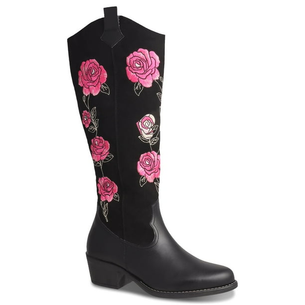 Bota Vaquera Larga para Mujer Dominiq Mod. 1151 Bordado de Rosas