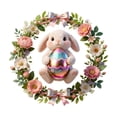 thumbnail image 1 of Easter Bunny Egg Wreath Sticker, Self Adhesive Wall Decal With Pvc Material, Water Repellent And Multi Surface For Glass, Tile, Mirror Decorations 12In X 12In 0.05Lb, 1 of 7