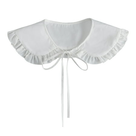 

Sardfxul Preppy Style Women Doll Tiered Ruffles False Collar Shouder Wrap Student Adjustable Ribbon Bowknot Bottoming Shirt Shawl