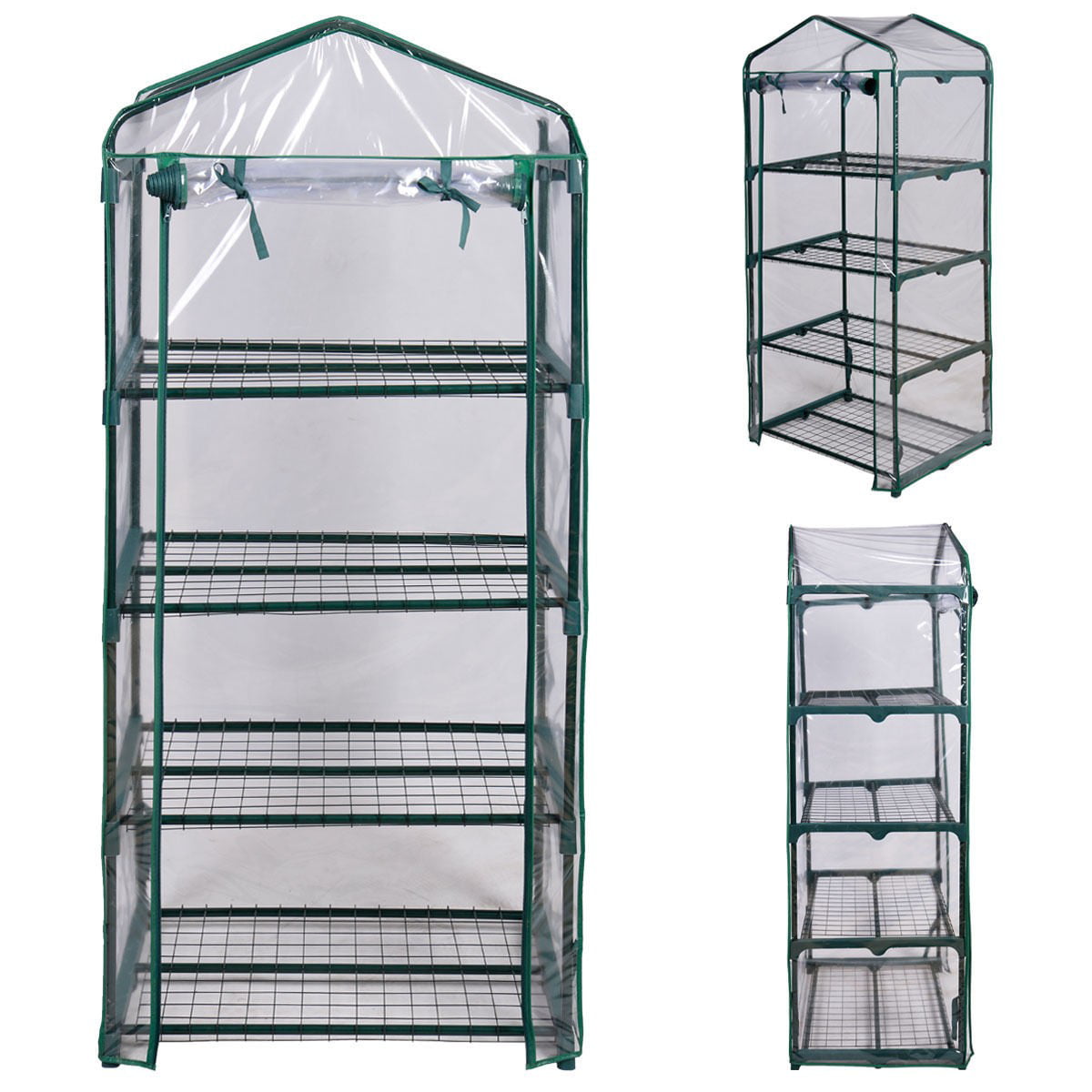 GreenWise® Portable 4 Shelves Walk In Greenhouse Outdoor 4 Tier Green House 