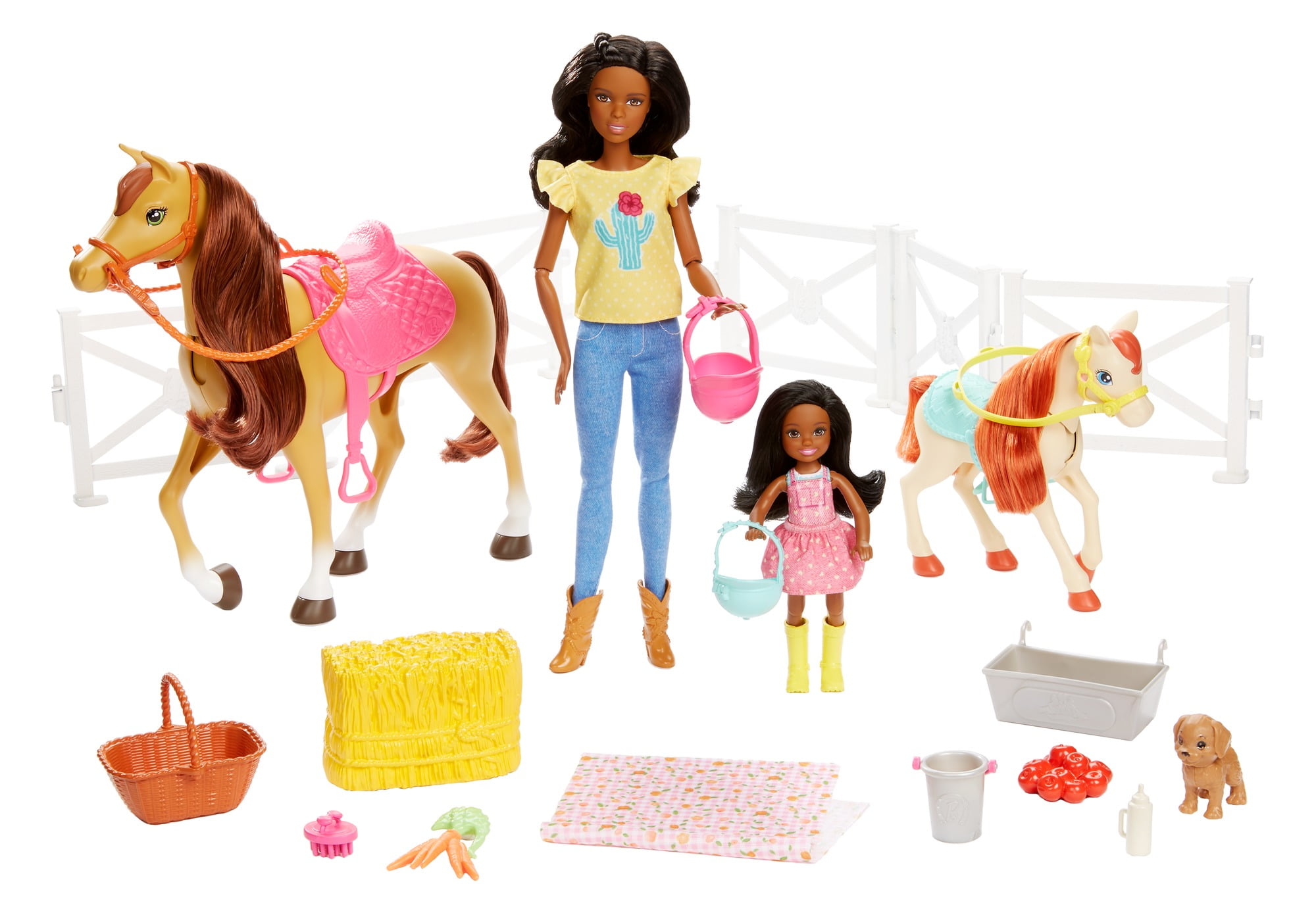 Barbie Hugs 'N' Horses Playset with Barbie & Chelsea Dolls, Brunette