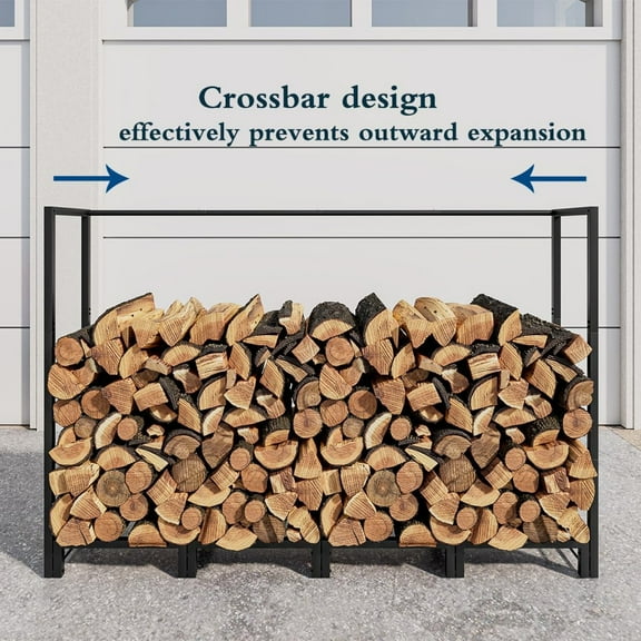 5ft Heavy-Duty Firewood Rack- Metal Log Holder for Outdoor& Indoor Use, Waterproof Wood Storage Organizer for Patio, Deck& Fireplace