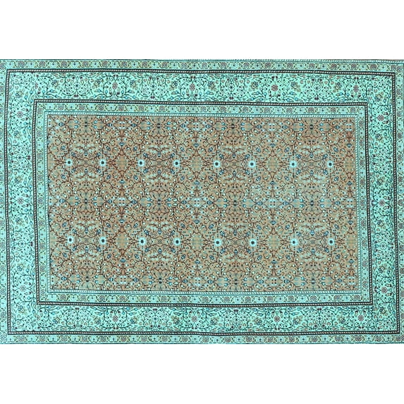 Ahgly Company Indoor Rectangle Oriental Light Blue Traditional Area Rugs, 7' x 10'