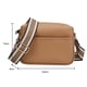 thumbnail image 3 of Bolso bandolera de cuero Bolso de hombro con correa ancha de rayas casuales Bolso femenino (Marrón), 3 of 6