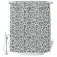 thumbnail image 2 of Light Blue Floral Waterproof Fabric Shower Curtain,Rustic Vintage Flowers Botanical Spring Waterproof Fabric Shower Curtain for Bathroom Curtains Bathtubs Shower Curtains with 12 Hooks Standard 60x72, 2 of 8