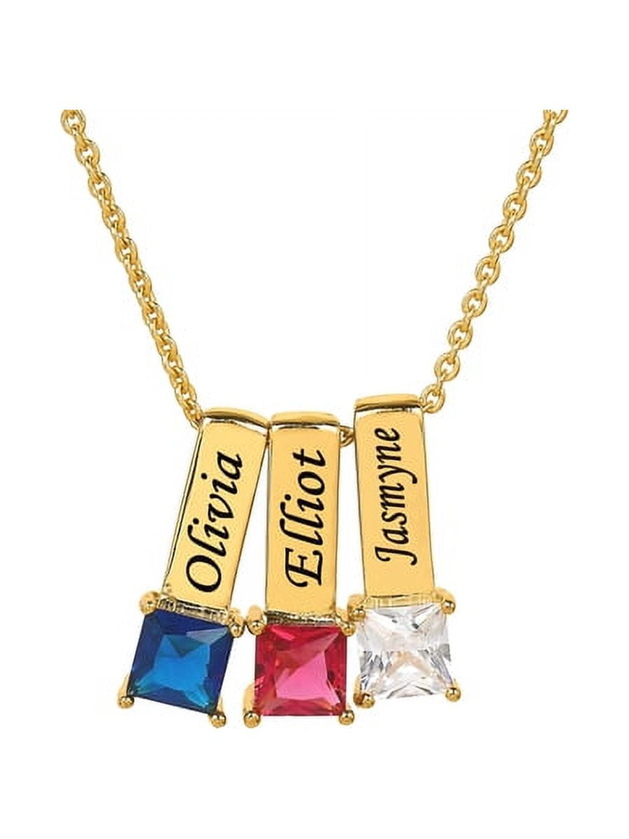 Personalized Family Charm Pendant with Up to 6 Square-Shaped Birthstones