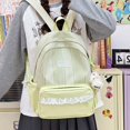 thumbnail image 7 of Plaid Patchwork Backpack, Lace Trim School Backpack with Side Bowknots, Spacious Bag with Multi-Compartment for Travel Shopping (Green), 7 of 7