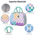 thumbnail image 4 of Lunch Bag Lunch Box for Women Reusable Insulated Lunch Cooler Bags,Large Capacity for Work Travel Picnic,Water-Resistant Multicolored Checkered Lunch Tote Bag Gifts for Woman Mom Greenish-blue, 4 of 6