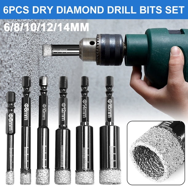 Brocas de diamante, brocas de núcleo de aplicación amplia para granito, mármol, hormigón, baldosas de cerámica, brocas de diamante soldadas para perforación en seco, orificios limpios y precisos en