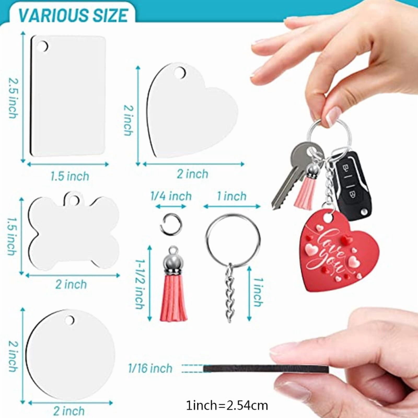 160 Pieces Sublimation Blank Products Batch Heat Press Transfer Double-sided Printing Keychain Blank Tassel for Key Ring