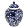 thumbnail image 2 of Dark Blue Ceramic Chinoiserie Ginger Jar 10", 2 of 5
