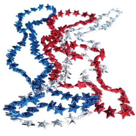 RED WHITE AND BLUE STAR BEAD NECKLACES, SOLD BY 22 DOZENS