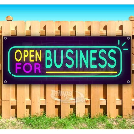 Neon Open For Business 13 oz heavy duty vinyl banner sign with metal grommets, new, store, advertising, flag, (many sizes available)
