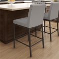 thumbnail image 3 of Amisco Perry Plus 26" Faux Leather Counter Stool in Taupe Gray/Dark Brown, 3 of 9