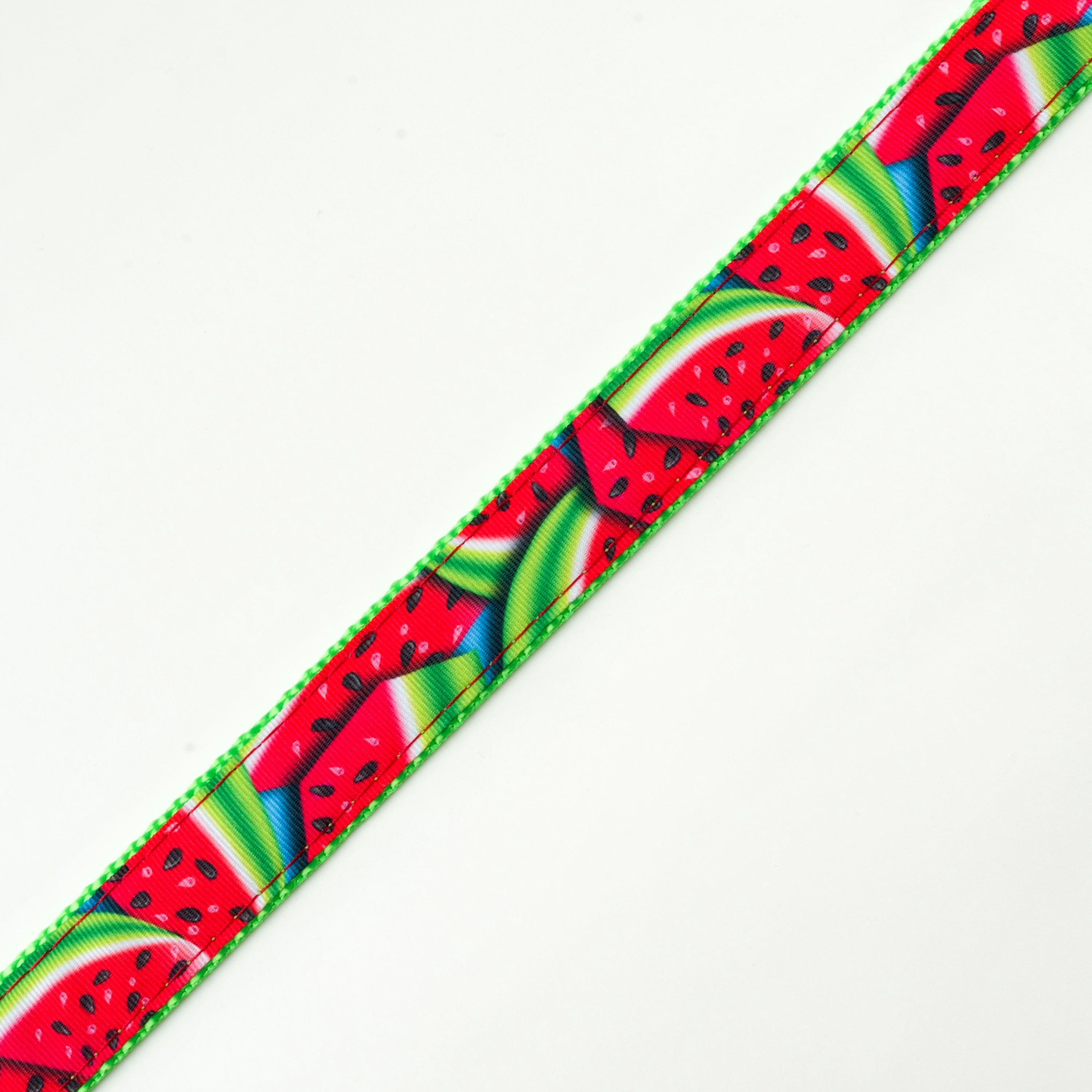 Country Brook Design - Summer Melon Ribbon on Hot Lime Green Nylon Webbing (1 Inch, 50 Yards)