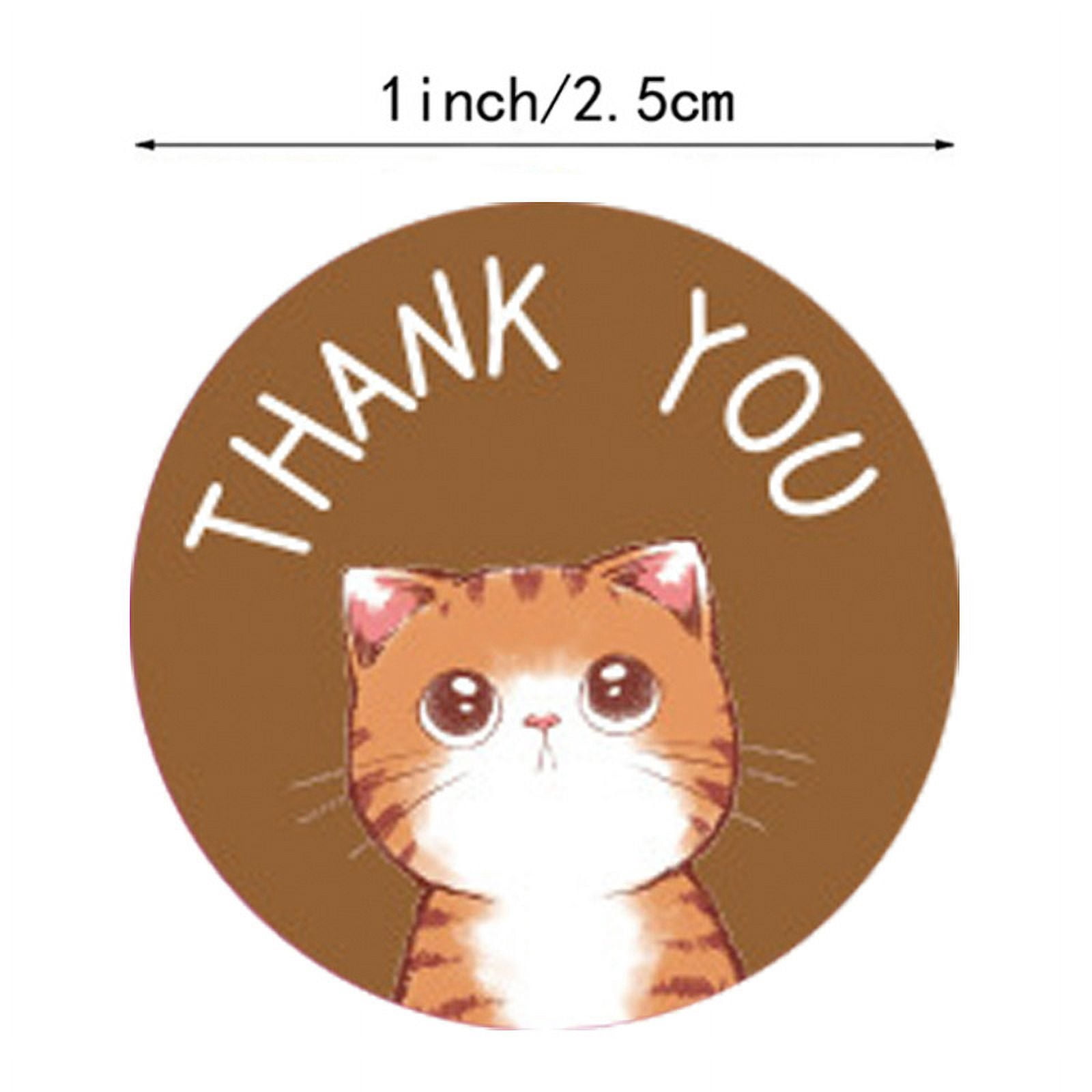 10Roll Thank You Stickers Roll Adhesive Paper Tape Round Stickers for Card-Making Scrapbooking Diary Planner Envelope & Notebooks Cat Pattern 1 inch(25mm) 500pcs/roll