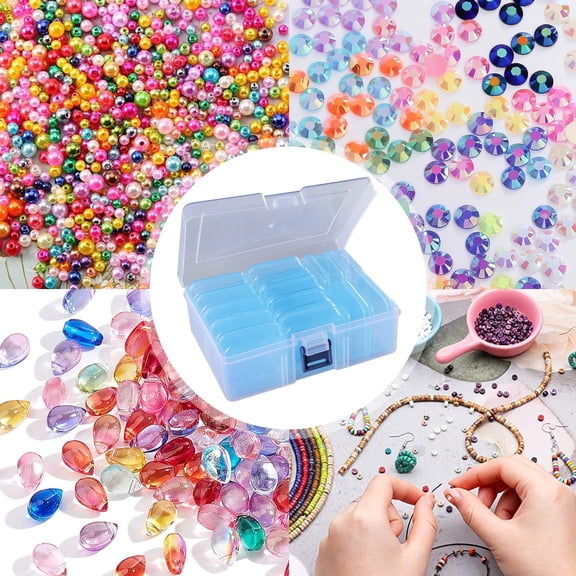SeekLGT Bead Organizer Storage Containers Transparent Plastic with Hinged Lid Small Compartments Jewelry Making Supplies 1 Set 1 Large 14 Small