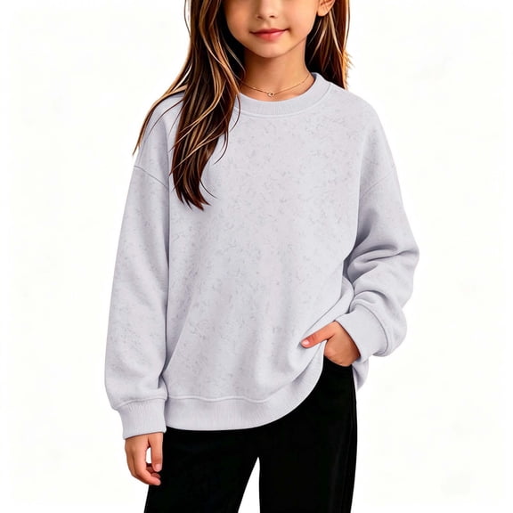Khunlpohl Kids Sweatshirt Cotton Crew Neck Pullover Casual Sweatshirts Long Sleeve Loose Fashion Tops for Boys Girls