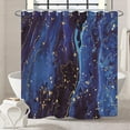 thumbnail image 5 of Marble Shower Curtain, Blue Watercolor Shower Curtain for Bathroom Stall RV Abstract Art Decor Waterproof Fabric Shower Curtain Set with Hooks 72x72 inches, 5 of 6