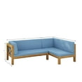 thumbnail image 2 of GDF Studio Mid-Century Modern 2 Piece Outdoor Patio Sofa Set, Left Corner Couch with Solid Wood Frame, Removable Cushions, Slat Design, Blue, 2 of 2