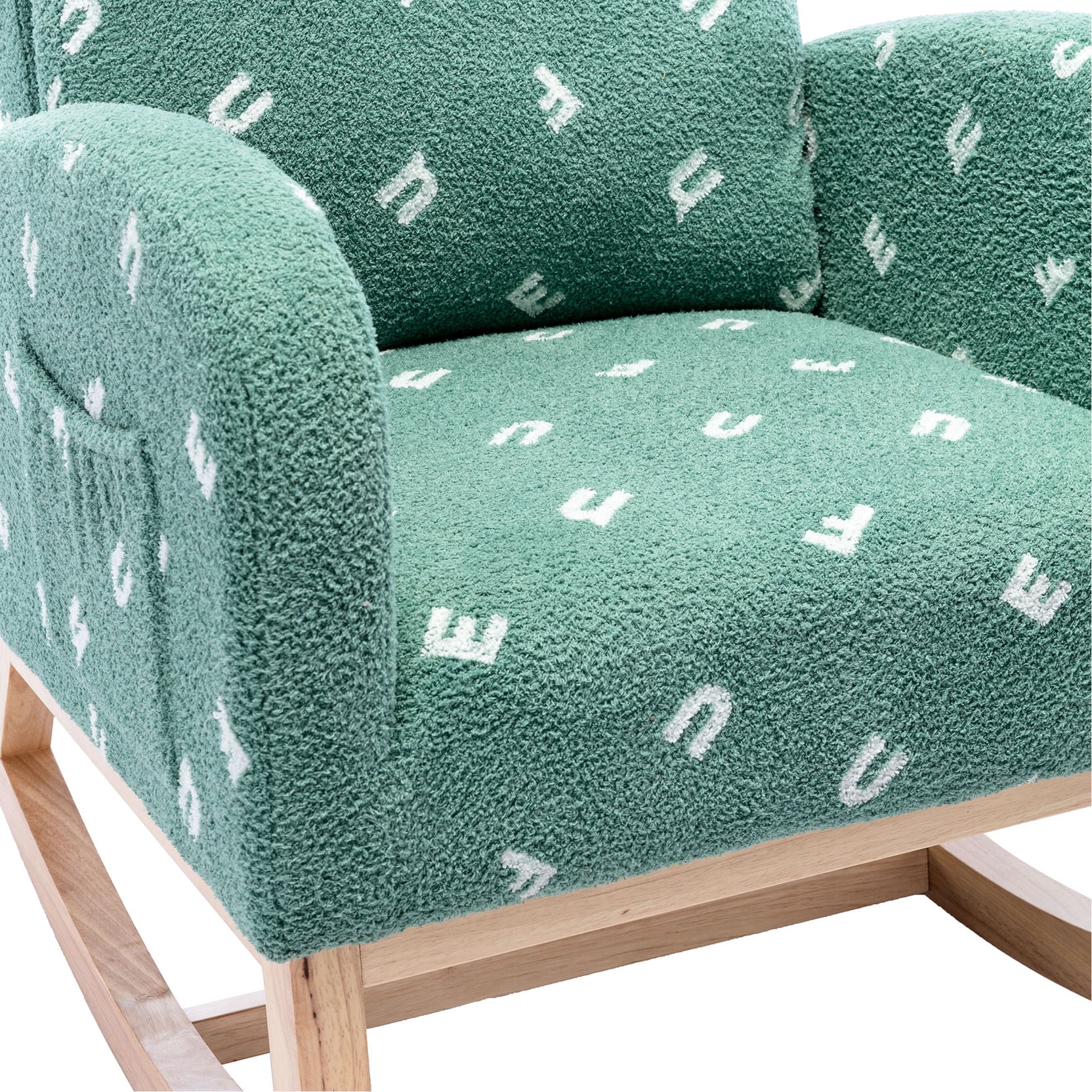 39.00 in Tall Green Boucle Rocking Chair | Appropriate for Quiet Moments in Nursery | Quick and Easy to Assemble