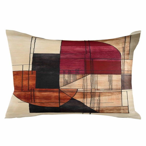 Red Beige Geometric Throw Pillow Cover 16 x 24 Inch Decorative Pillow Cover Modern Abstract Art Lumbar Pillowcase Seasonal Rectangle Cushion Case for Couch Sofa Bed Living Room