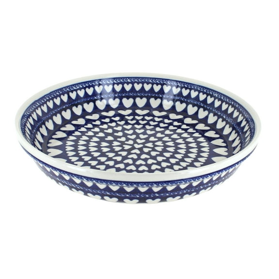 Blue Rose Polish Pottery Valentina Pie Plate
