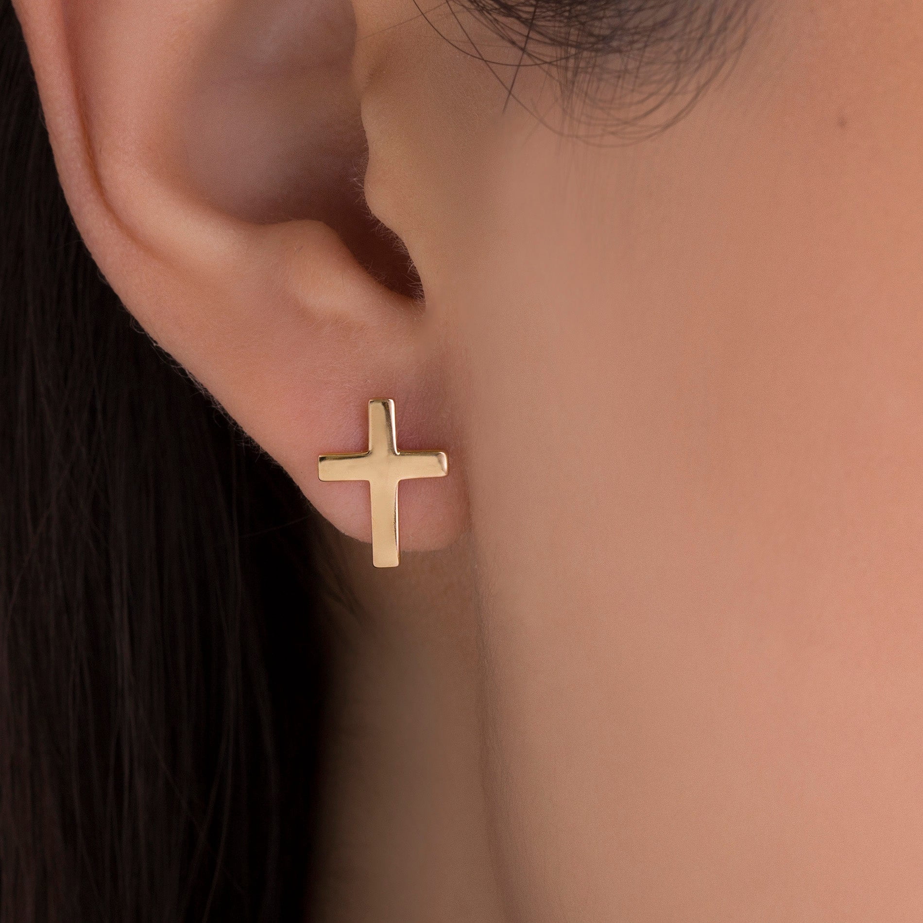 My Bible Women's Polished E-Coated Silver Cross Earrings