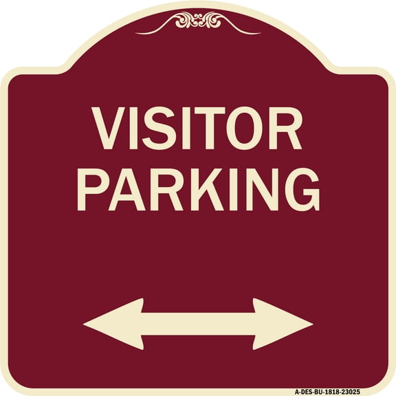 SignMission Designer Series Sign - Reserved Parking Sign Visitor Parking (Arrow Pointing Left and Right) | Burgundy 18" X 18" Heavy-Gauge Aluminum Architectural Sign | Made in the USA