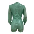 thumbnail image 5 of Miluxas Sequin Rompers for Women Clearance Long Sleeve Jumpsuits Playsuits Sparkle Metallic Party Romper Green 4(S), 5 of 5