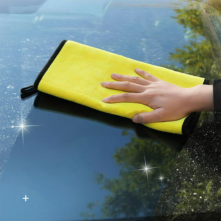Yellow Color Microfiber Super Thick Coral Fleece Fabric Towel For Car  Cleaning Towels