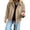 Khaki, variant on Women's Oversized Suede Jacket Short Cropped Lapel Button Down Loose Fit Long Sleeve Casual Fall Winter