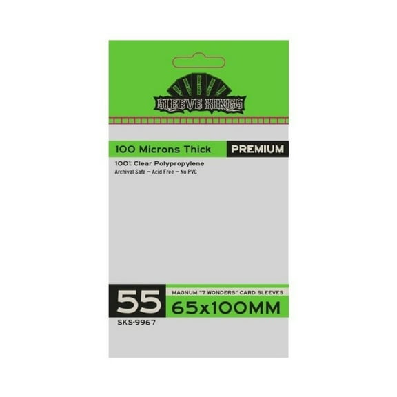 Premium "7 Wonders" Magnum Card Sleeves (6x100mm) 55 Pack, 100 Micron, SKS-9967