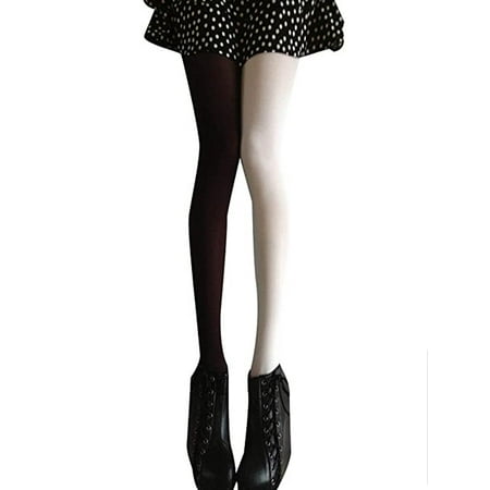 

MERSARIPHY Women Patchwork Footed Tights Stretchy Pantyhose Stockings